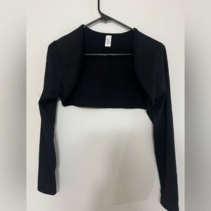 Elegant Black Women's Crop Top Athletic Jacket